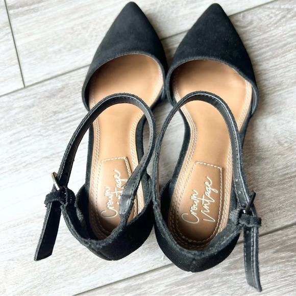 CROWN VINTAGE Valentinaa D'Orsay Black Leather Strappy Pumps - Picture 14 of 15